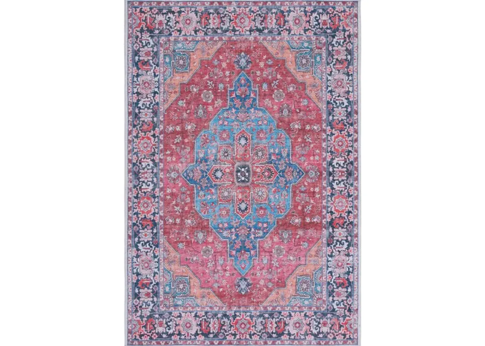 Serapi Area Rug in Blue & Rust by Safavieh