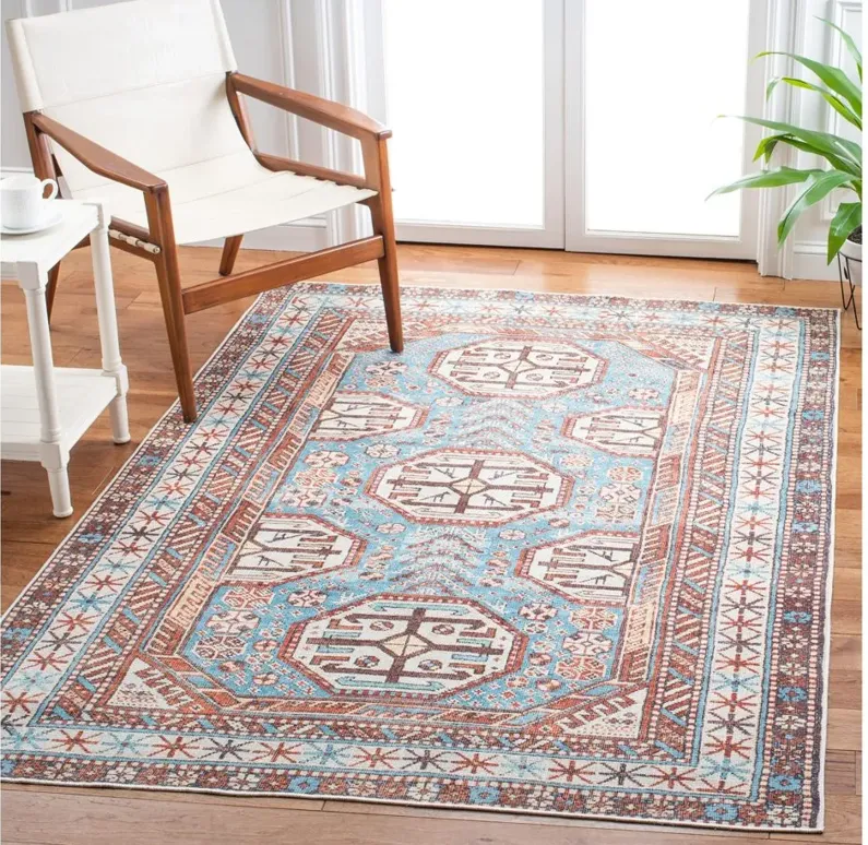 Serapi Area Rug in Light Blue & Brown by Safavieh