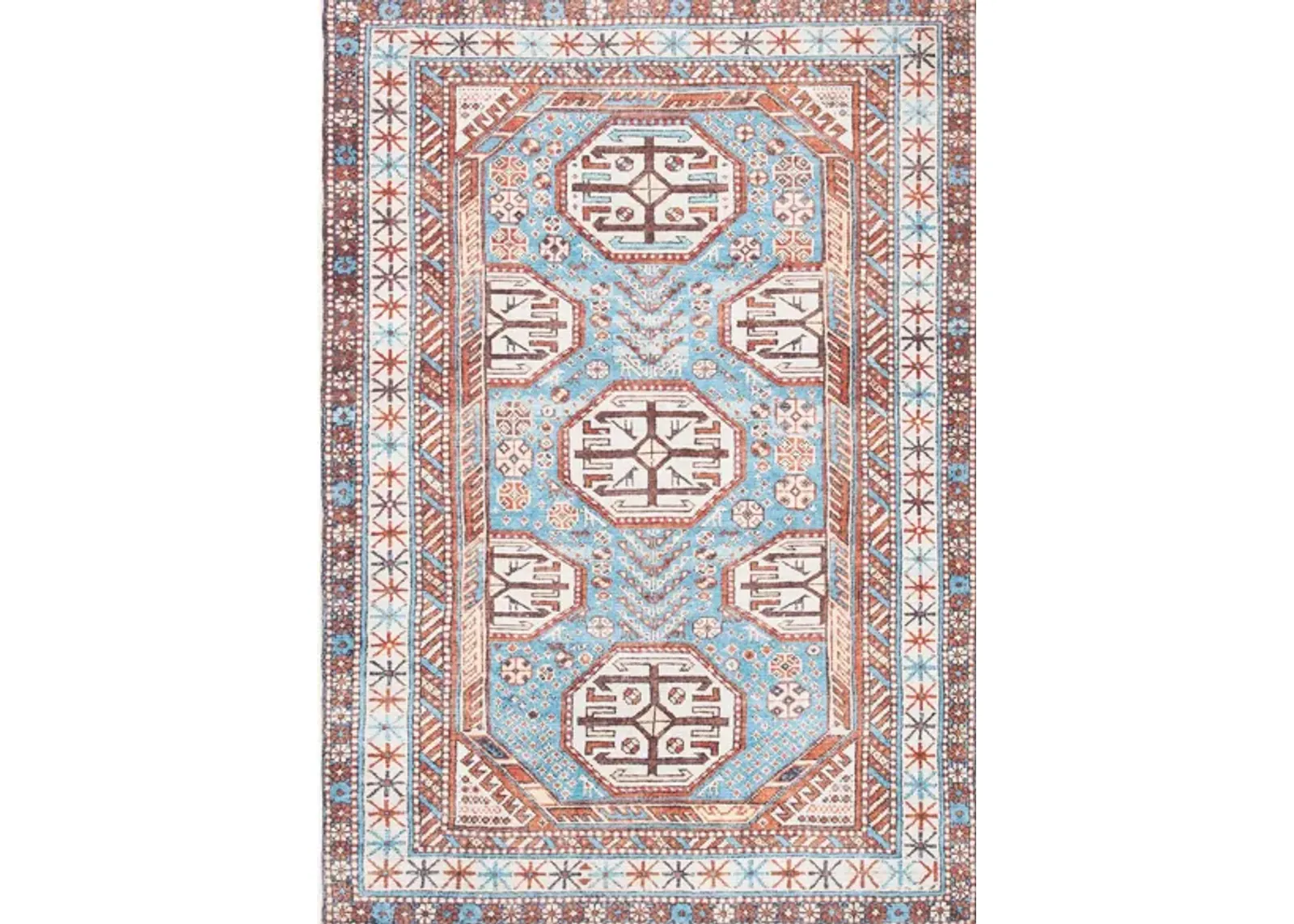 Serapi Area Rug in Light Blue & Brown by Safavieh