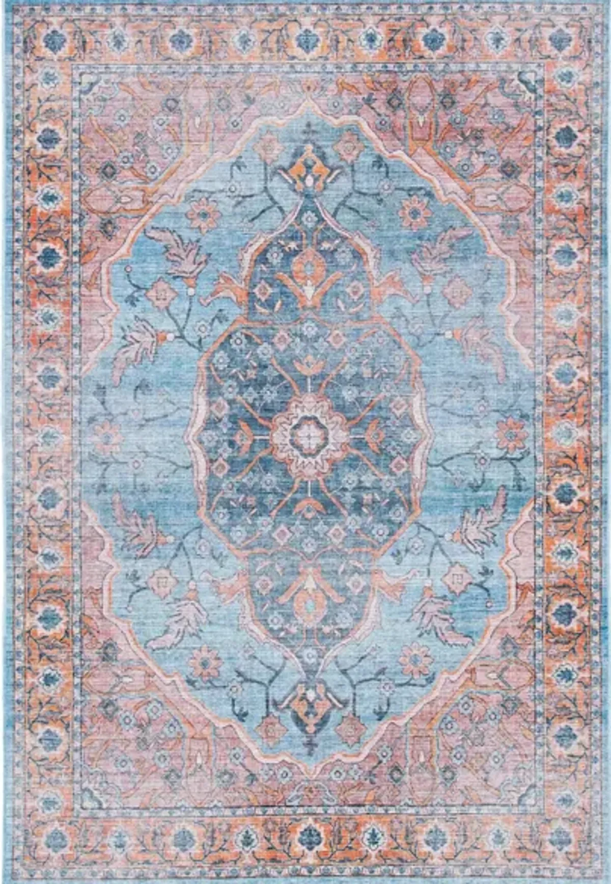 Serapi Area Rug in Blue & Orange by Safavieh