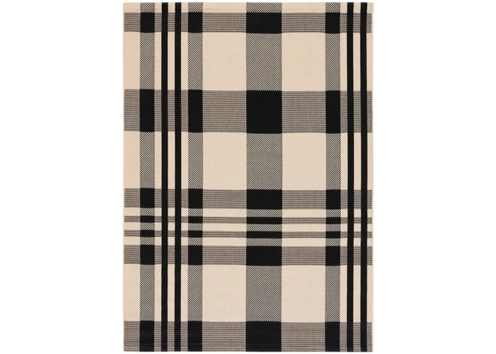 Courtyard Plaid Indoor/Outdoor Area Rug in Black & Bone by Safavieh