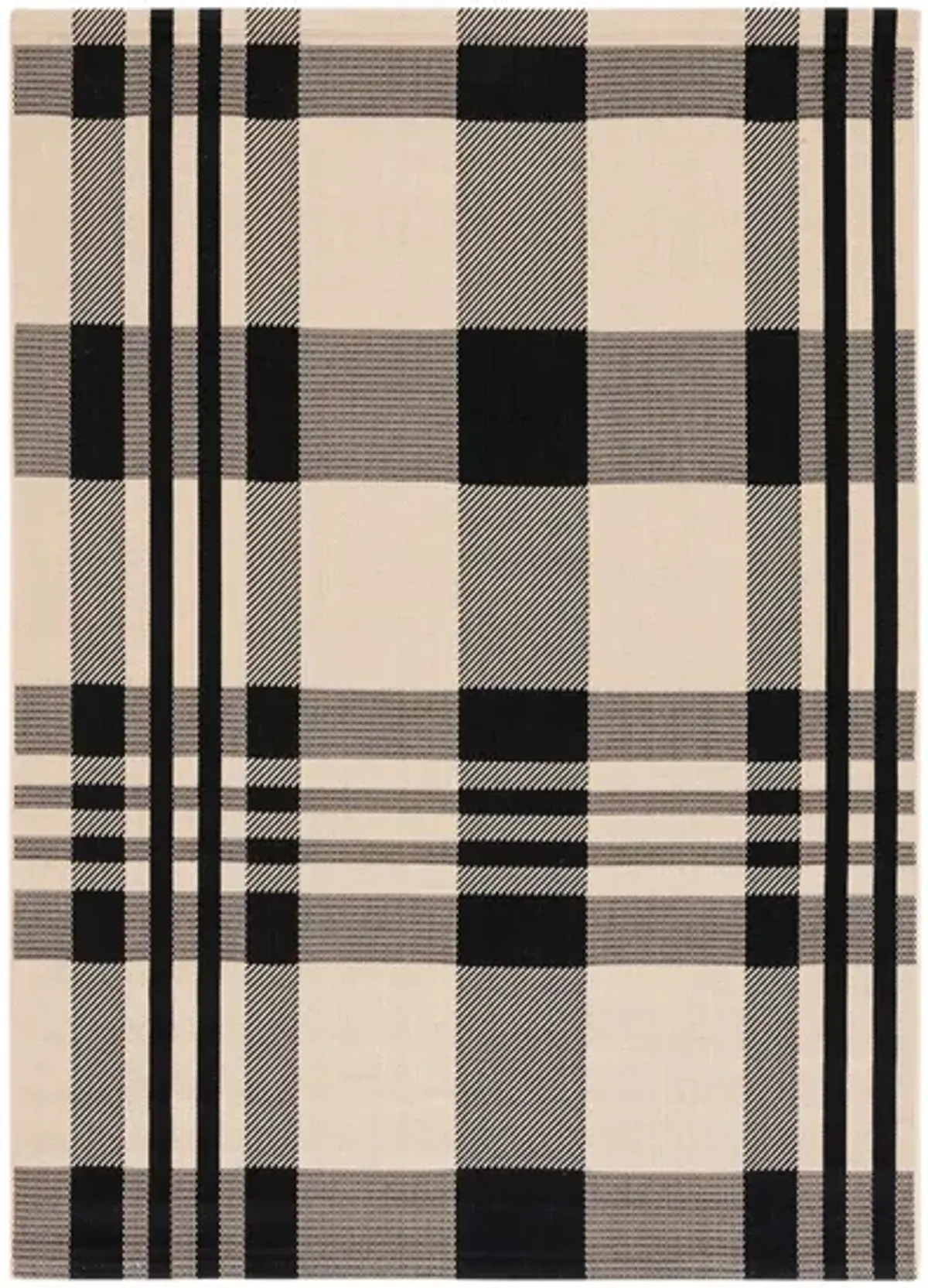 Courtyard Plaid Indoor/Outdoor Area Rug in Black & Bone by Safavieh