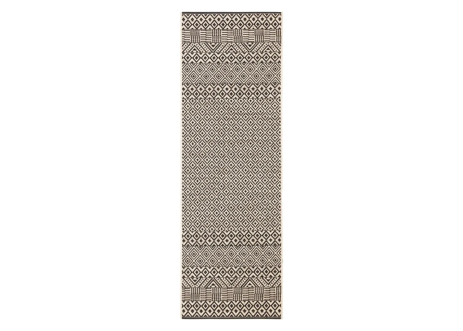 Courtyard Weave Indoor/Outdoor Runner Rug in Beige & Black by Safavieh