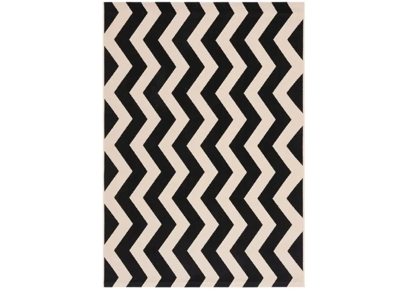 Courtyard Chevron Indoor/Outdoor Area Rug in Black & Beige by Safavieh