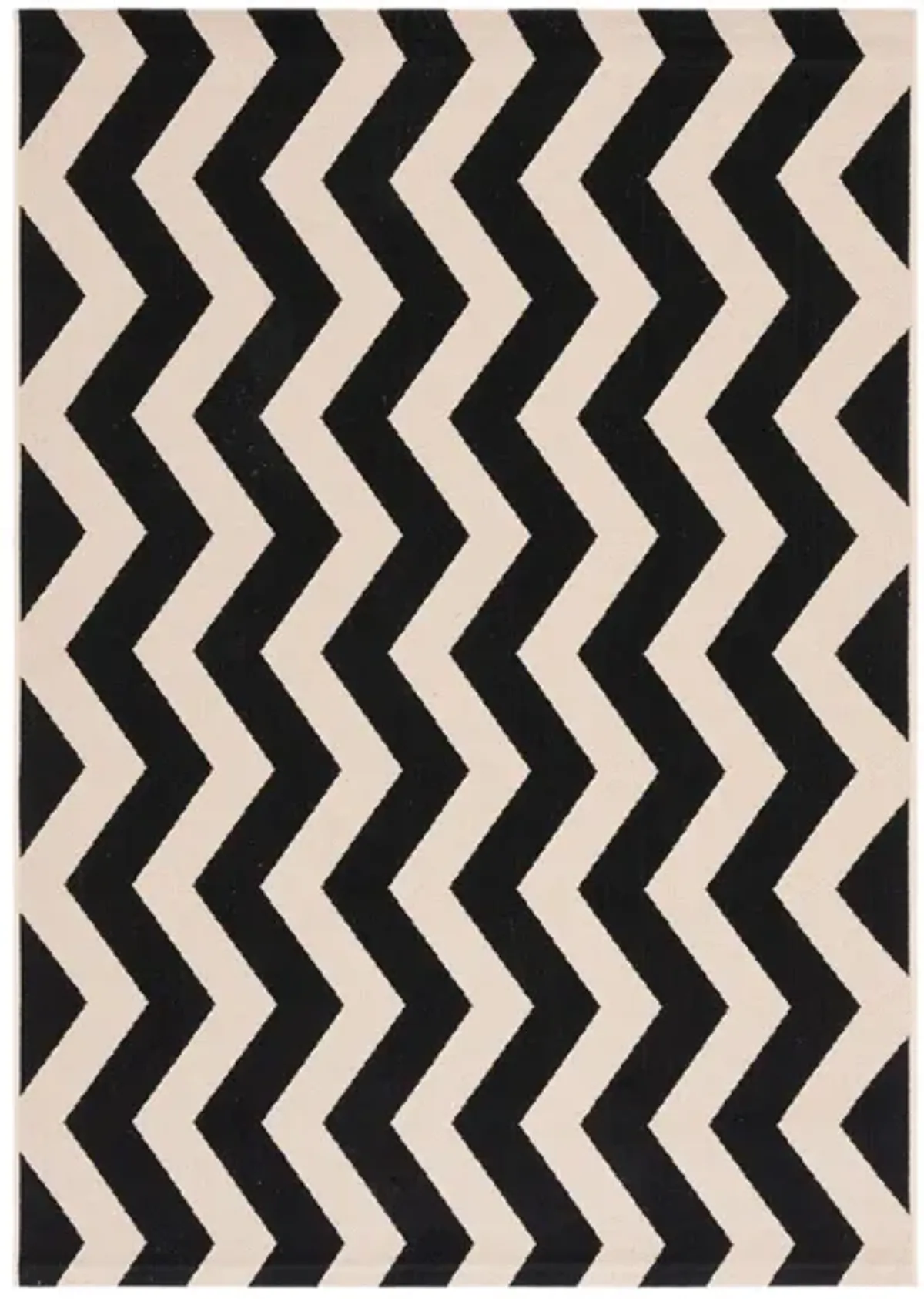 Courtyard Chevron Indoor/Outdoor Area Rug in Black & Beige by Safavieh