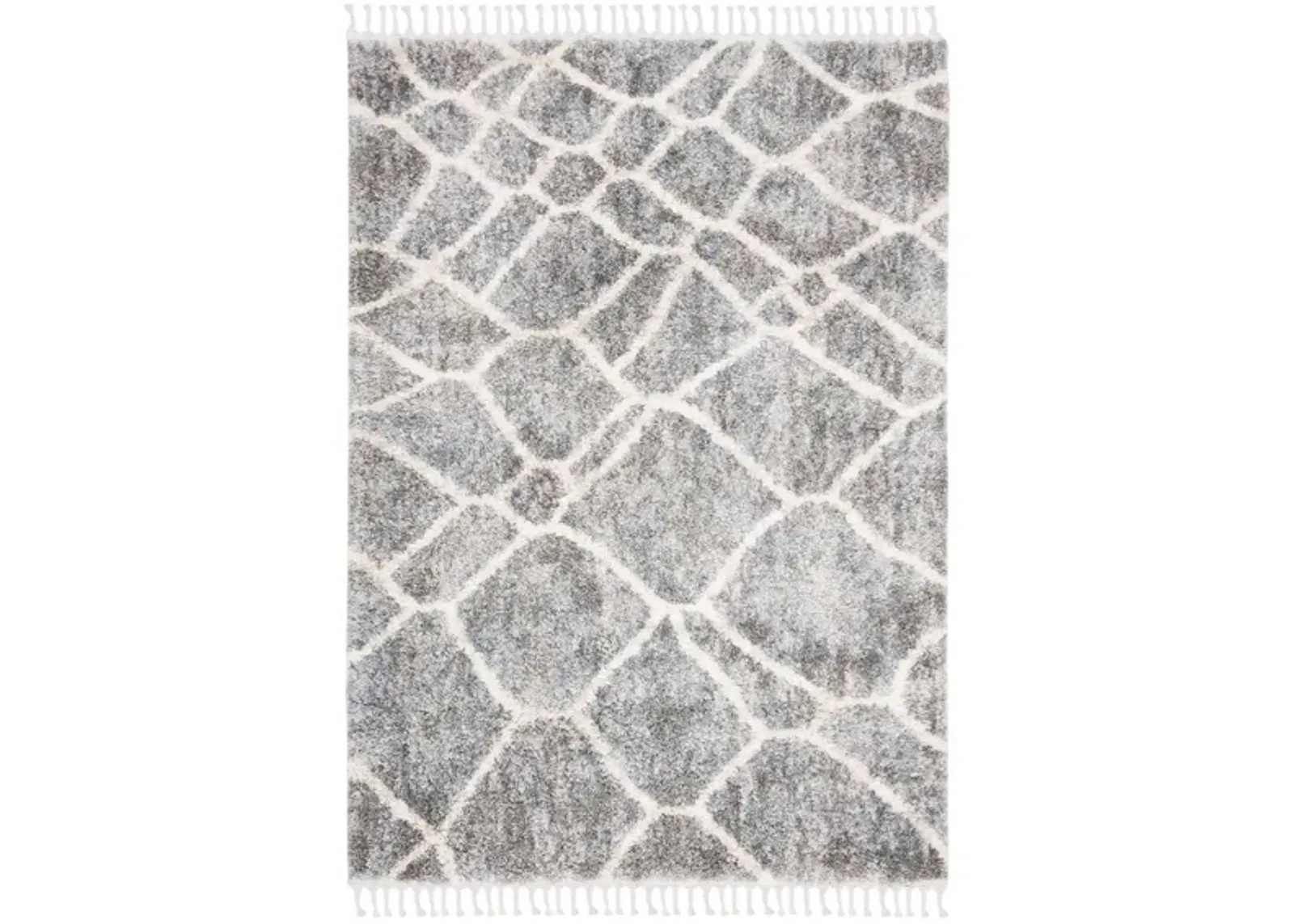 Berber Fringe Shag Area Rug in Grey/Cream by Safavieh