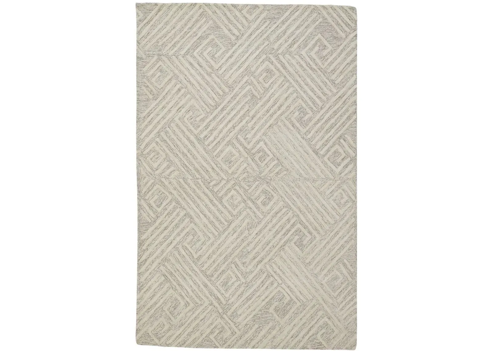 Enzo Minimalist Maze Wool Area Rug in Bleached Sand by Feizy