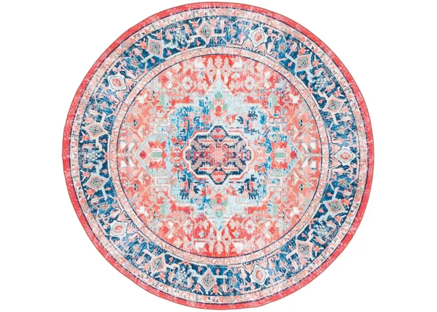 Rika Round Area Rug in Light Blue/Red by Safavieh