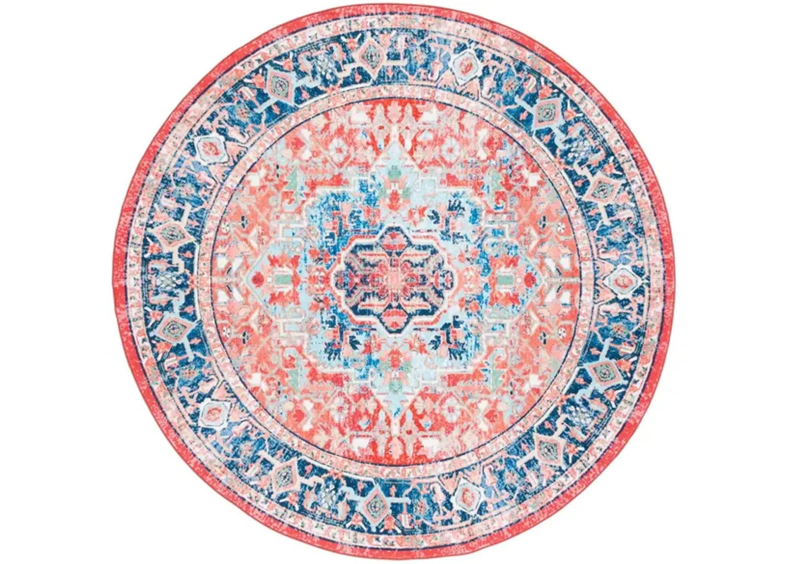 Resba Round Area Rug in Navy/Red by Safavieh