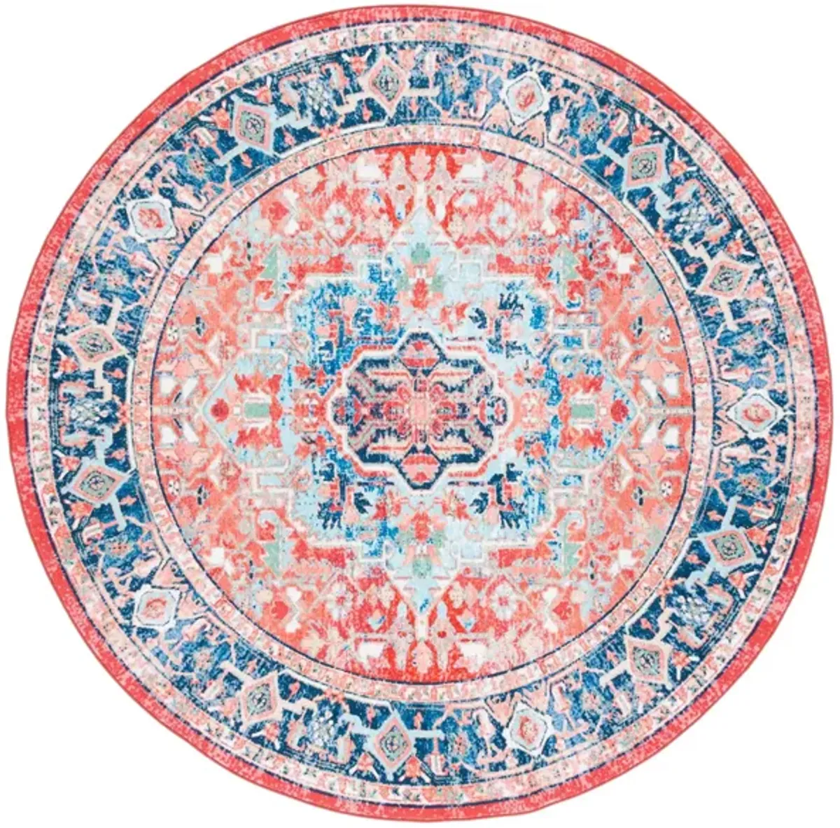 Resba Round Area Rug in Navy/Red by Safavieh