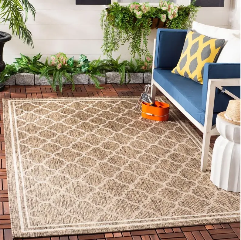 Courtyard Pathway Indoor/Outdoor Area Rug in Brown & Bone by Safavieh