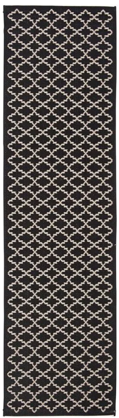 Courtyard Link Indoor/Outdoor Runner Rug in Black & Beige by Safavieh