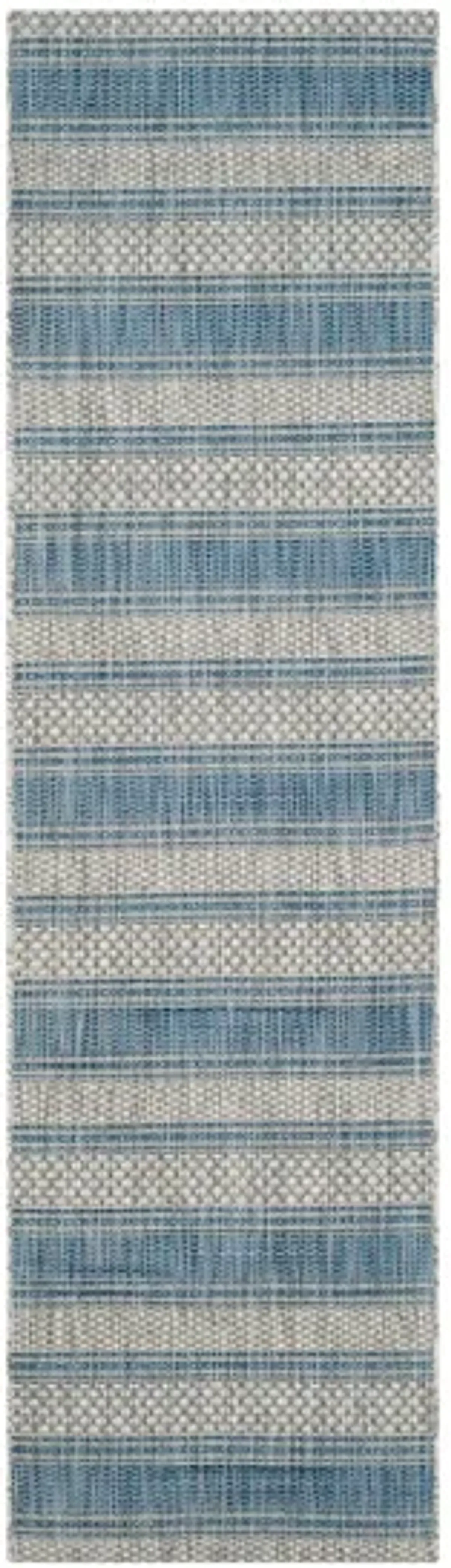 Courtyard Waves Indoor/Outdoor Runner Rug in Gray & Navy by Safavieh