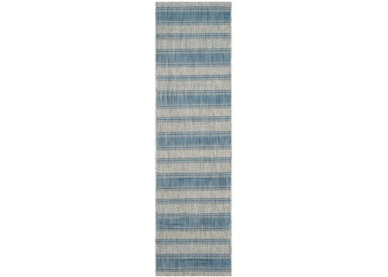 Courtyard Waves Indoor/Outdoor Runner Rug in Gray & Navy by Safavieh