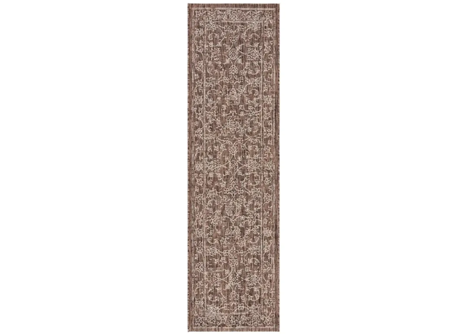 Courtyard Pacific Indoor/Outdoor Runner Rug in Brown & Ivory by Safavieh