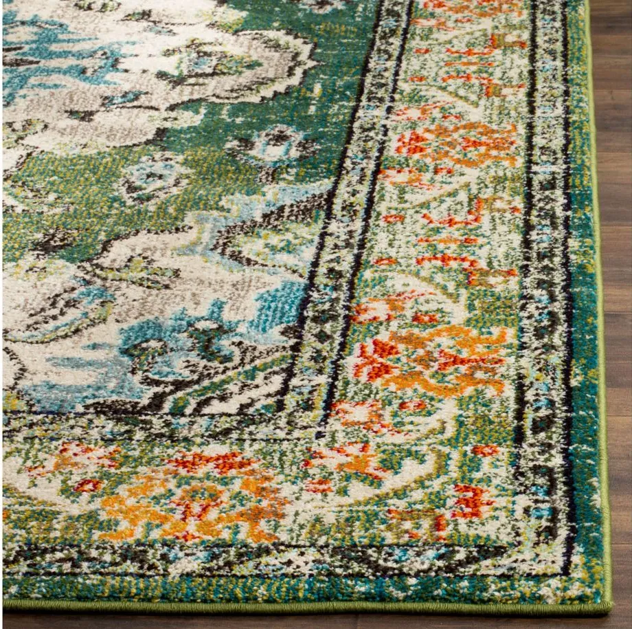 Monaco Area Rug in Forest Green/Light Blue by Safavieh