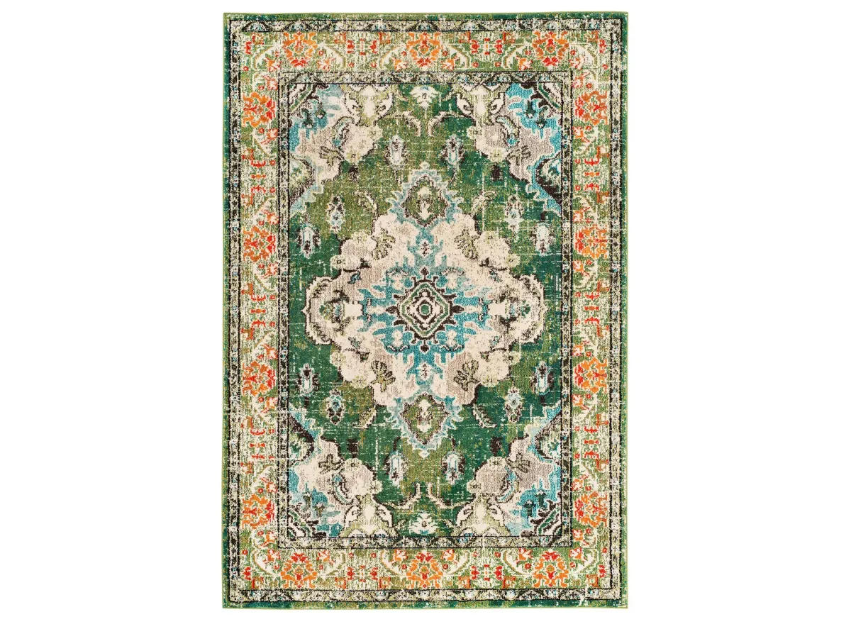 Monaco Area Rug in Forest Green/Light Blue by Safavieh