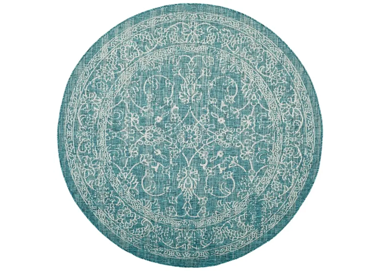 Courtyard Pacific Indoor/Outdoor Area Rug Round in Turquoise by Safavieh