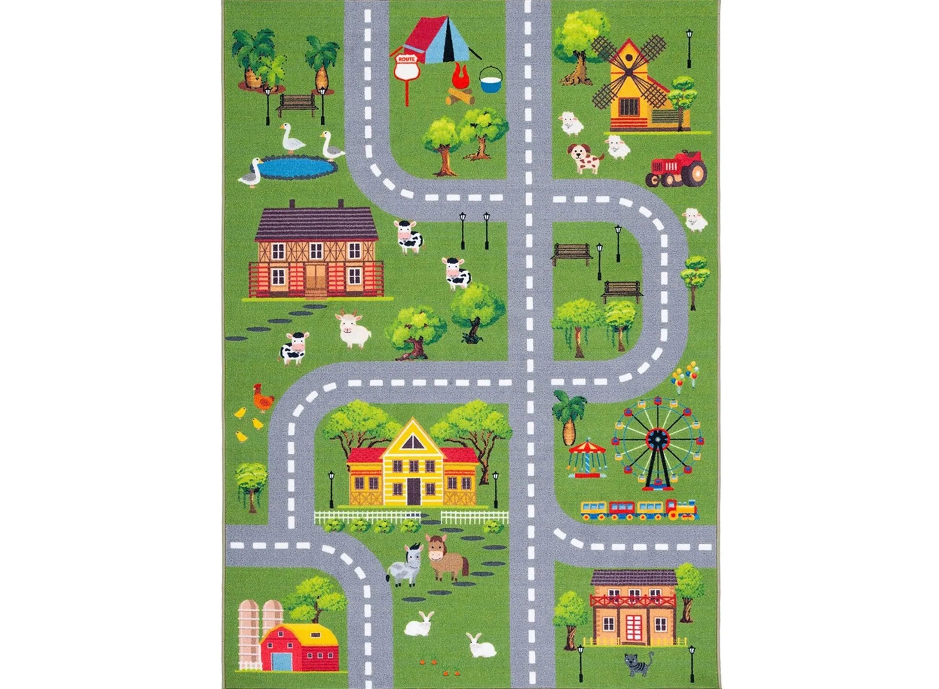 Susquehanna Kids' Playhouse Rug in Green/Light Gray by Safavieh