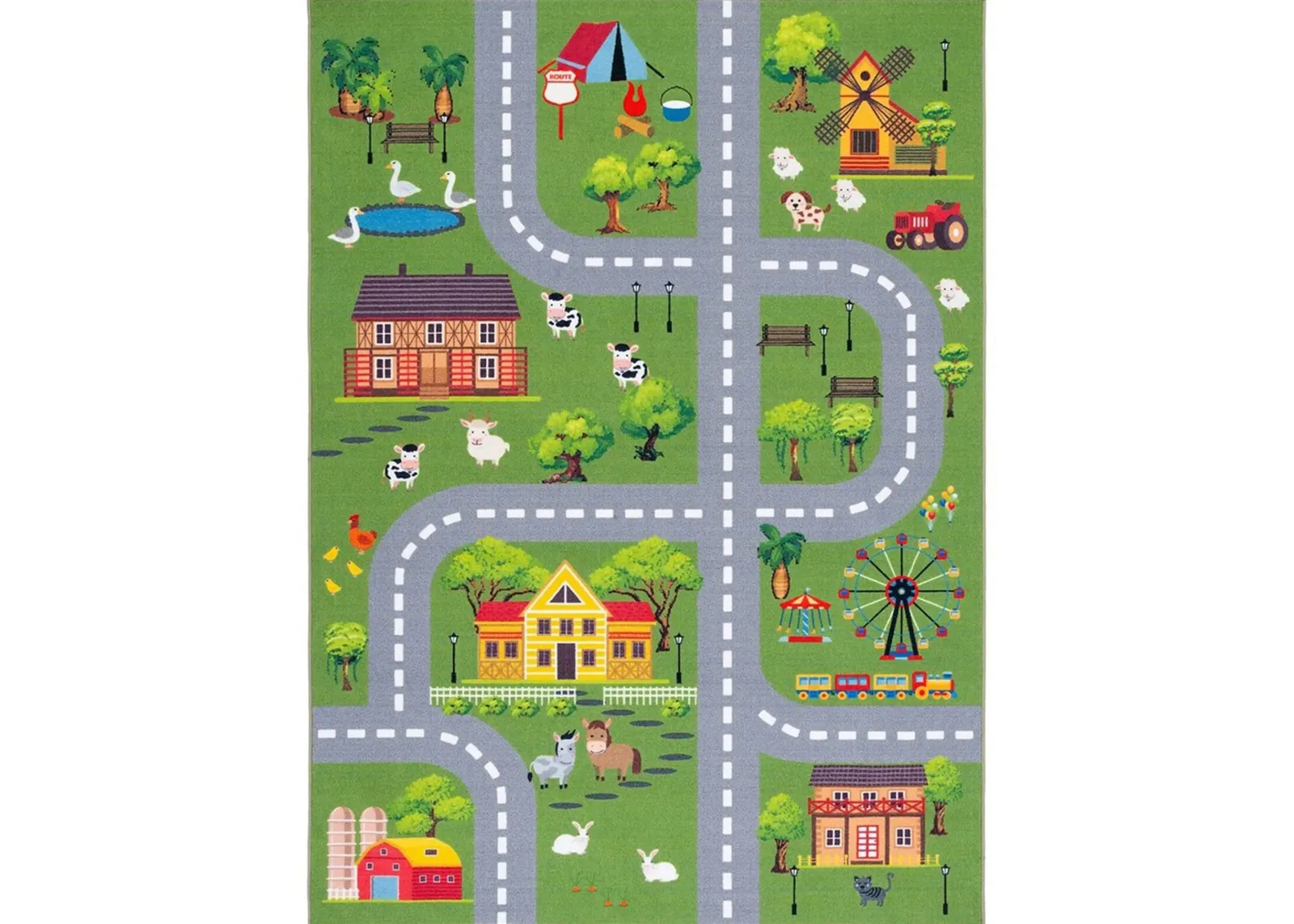 Susquehanna Kids' Playhouse Rug in Green/Light Gray by Safavieh