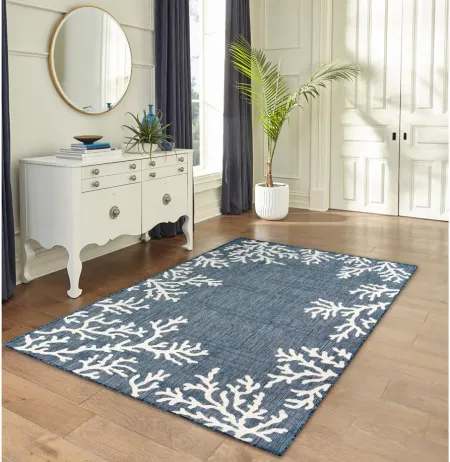 Carmel Coral Border Rug in Navy by Trans-Ocean Import Co Inc