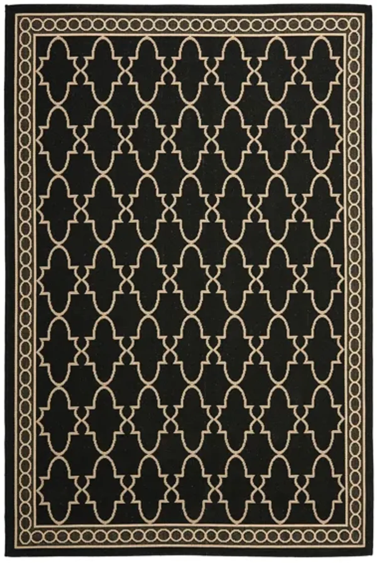 Courtyard Trellis Indoor/Outdoor Area Rug in Black & Beige by Safavieh