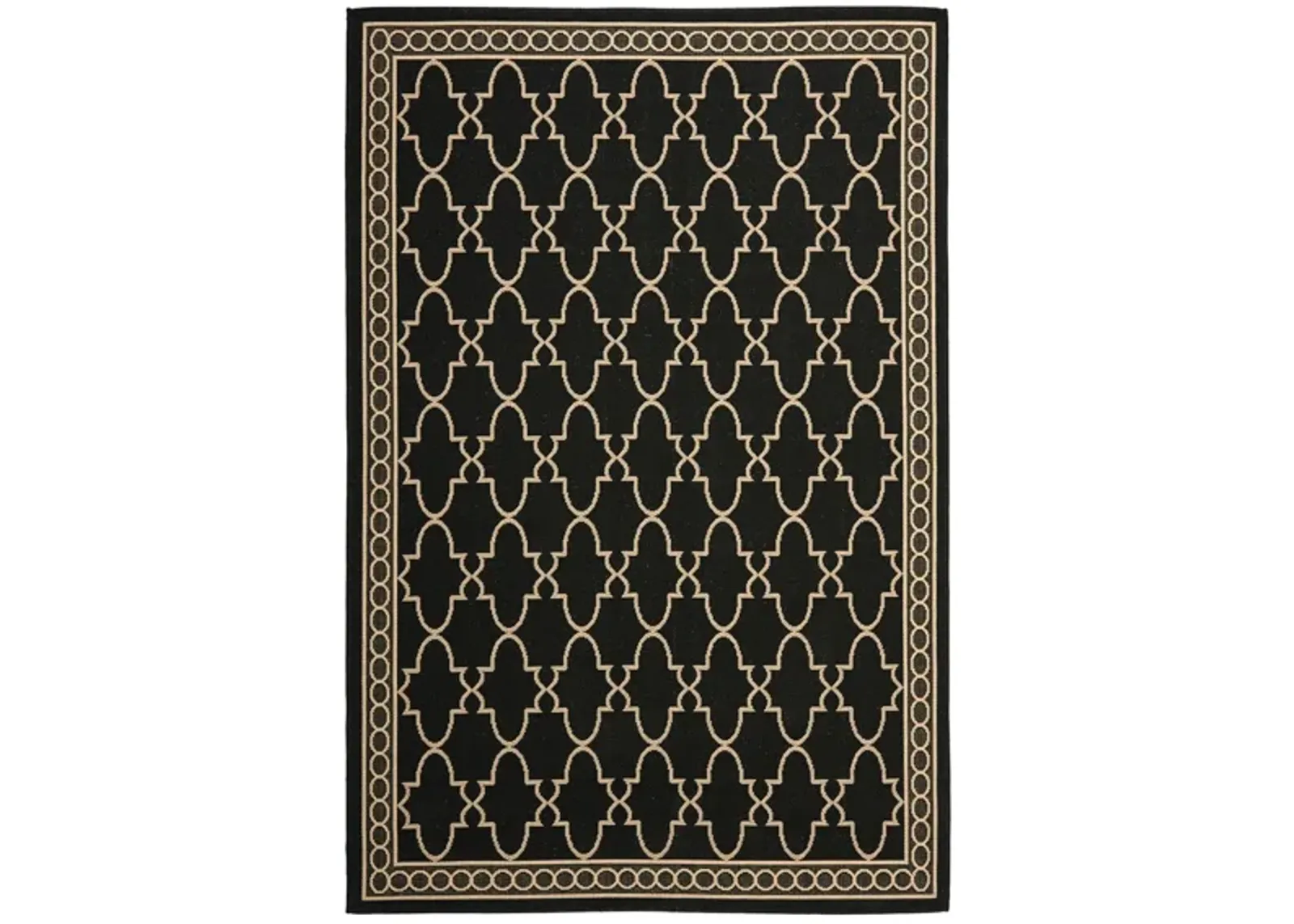 Courtyard Trellis Indoor/Outdoor Area Rug in Black & Beige by Safavieh