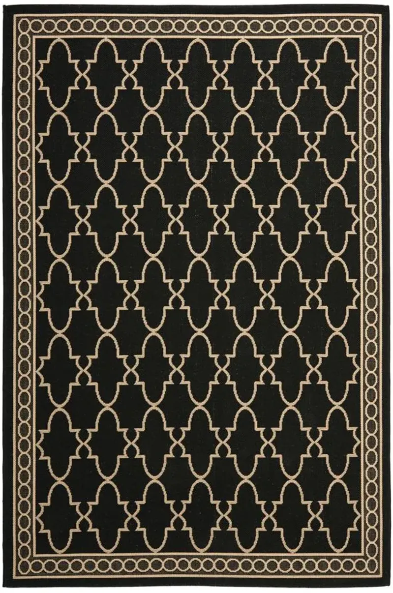 Courtyard Trellis Indoor/Outdoor Area Rug in Black & Beige by Safavieh