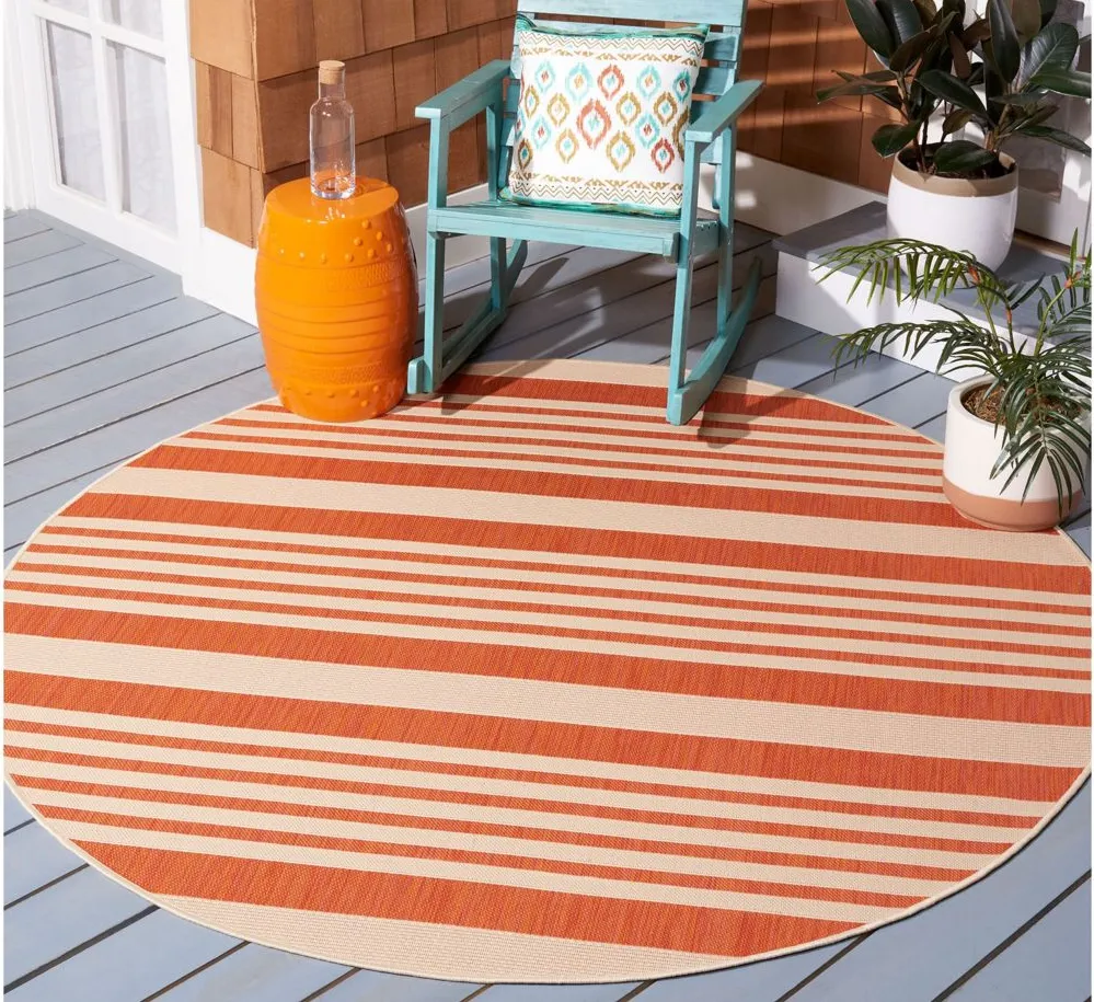 Courtyard Indoor/Outdoor Area Rug Round in Terracotta & Beige by Safavieh