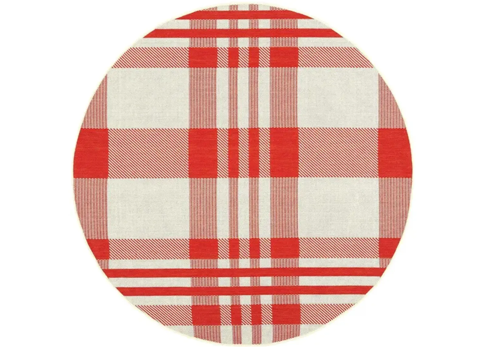 Courtyard Plaid Indoor/Outdoor Area Rug Round