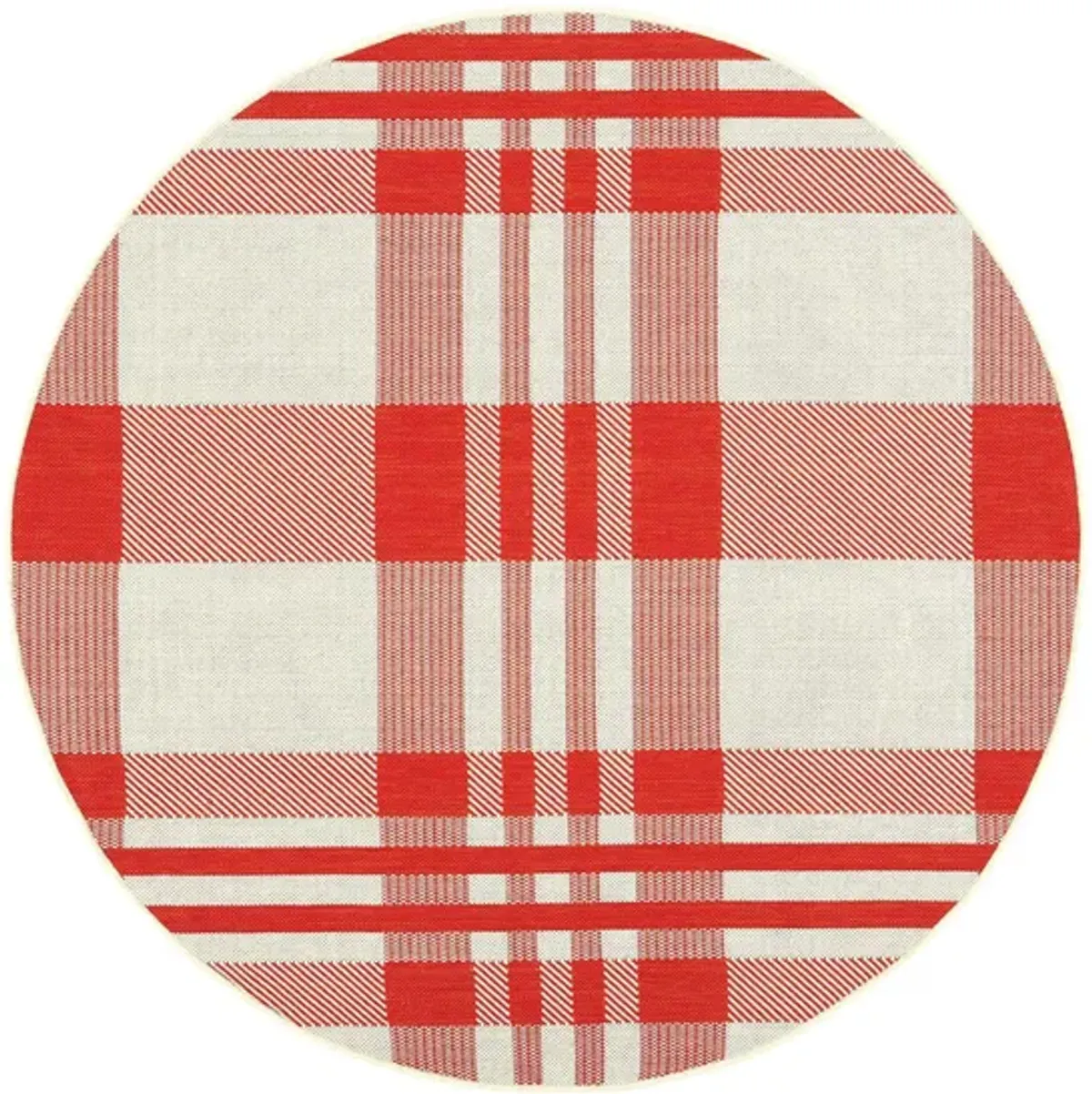 Courtyard Plaid Indoor/Outdoor Area Rug Round