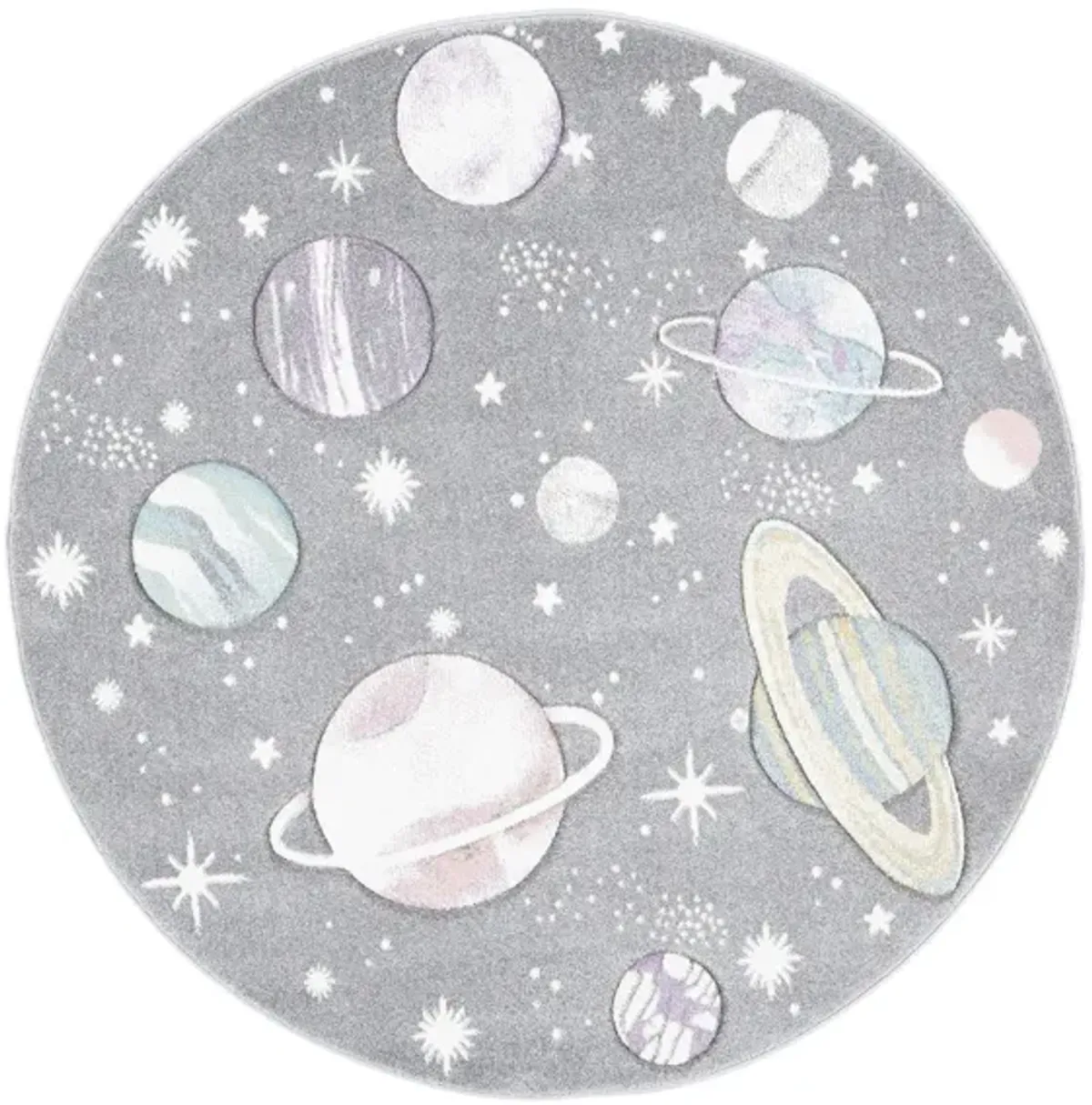 Carousel Planets Kids Area Rug Round