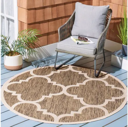 Courtyard Morocco Indoor/Outdoor Area Rug Round in Brown by Safavieh