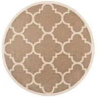 Courtyard Morocco Indoor/Outdoor Area Rug Round in Brown by Safavieh