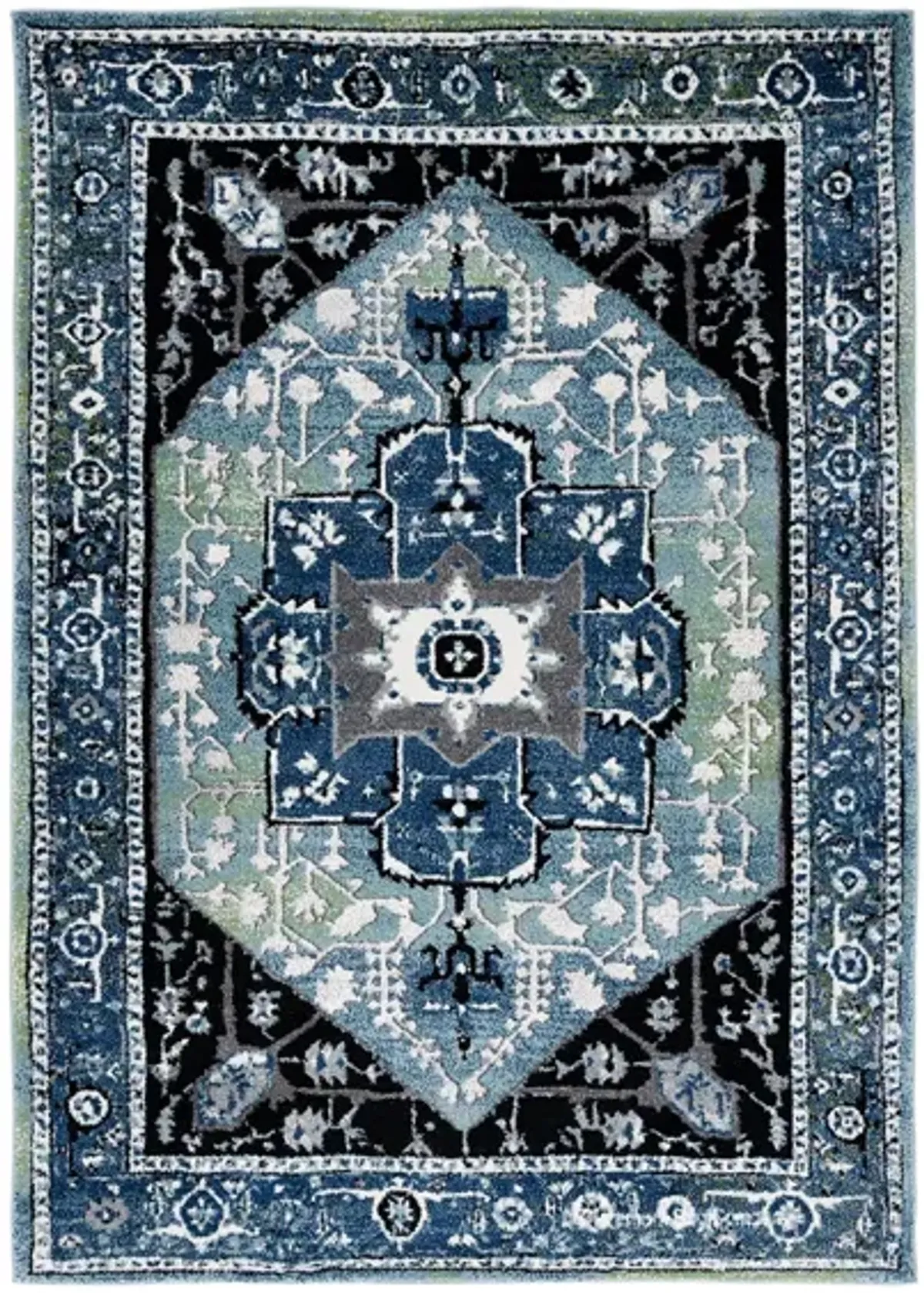 Vintage Hamadan III Area Rug in Blue & Light Green by Safavieh