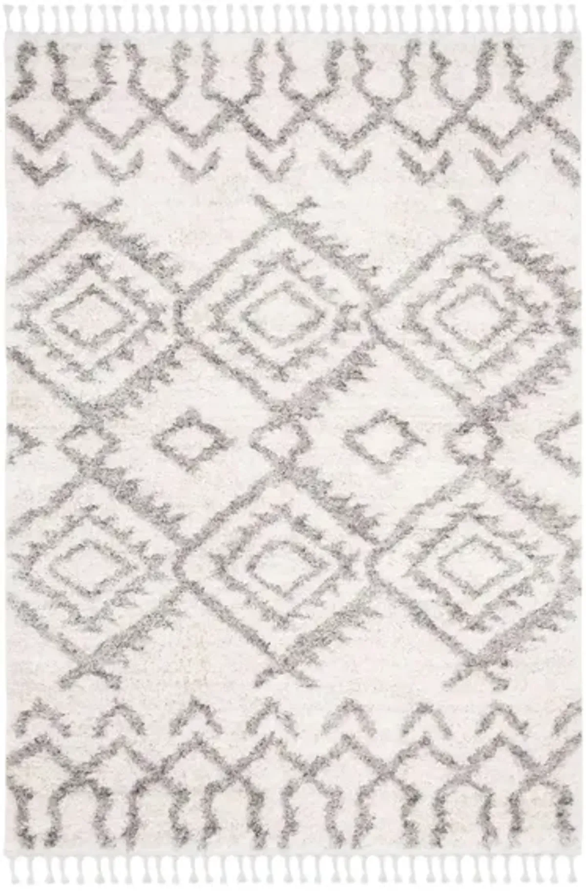 Berber Fringe Shag Area Rug in Cream/Grey by Safavieh