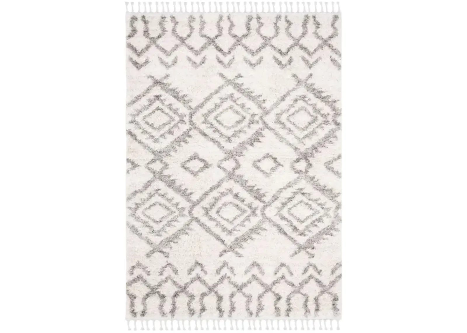 Berber Fringe Shag Area Rug in Cream/Grey by Safavieh