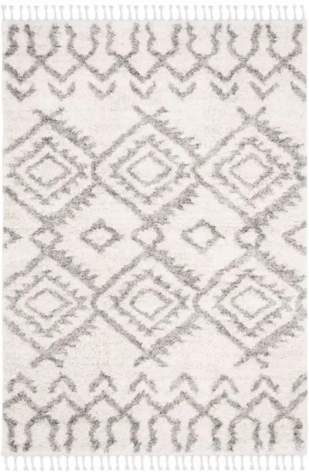 Berber Fringe Shag Area Rug in Cream/Grey by Safavieh