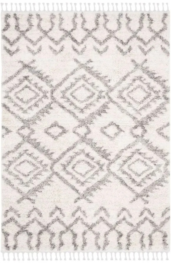 Berber Fringe Shag Area Rug in Cream/Grey by Safavieh