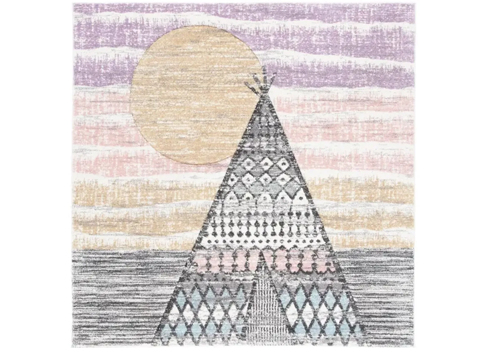 Carousel Tepee Kids Area Rug in Gray & Pink by Safavieh