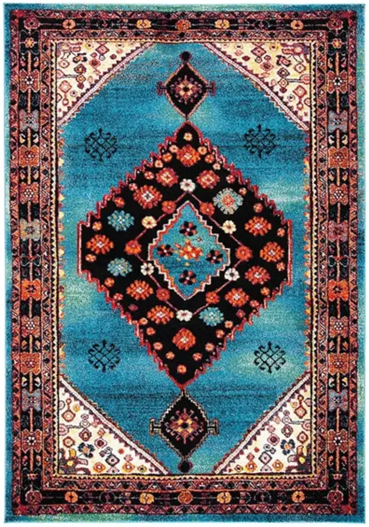 Jahan Azure Area Rug Round in Blue & Black by Safavieh