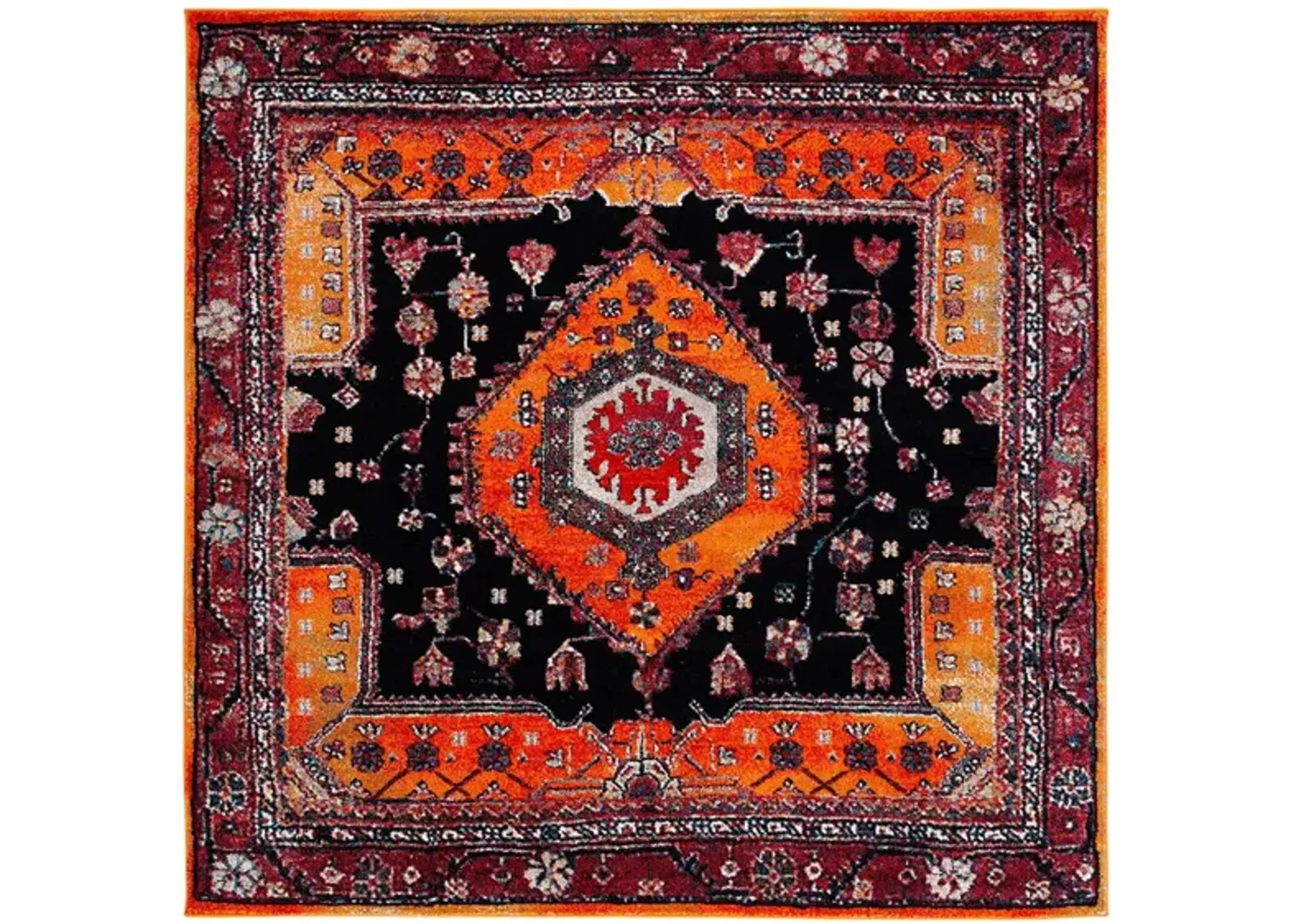 Hamadan Area Rug Square in Orange & Black by Safavieh