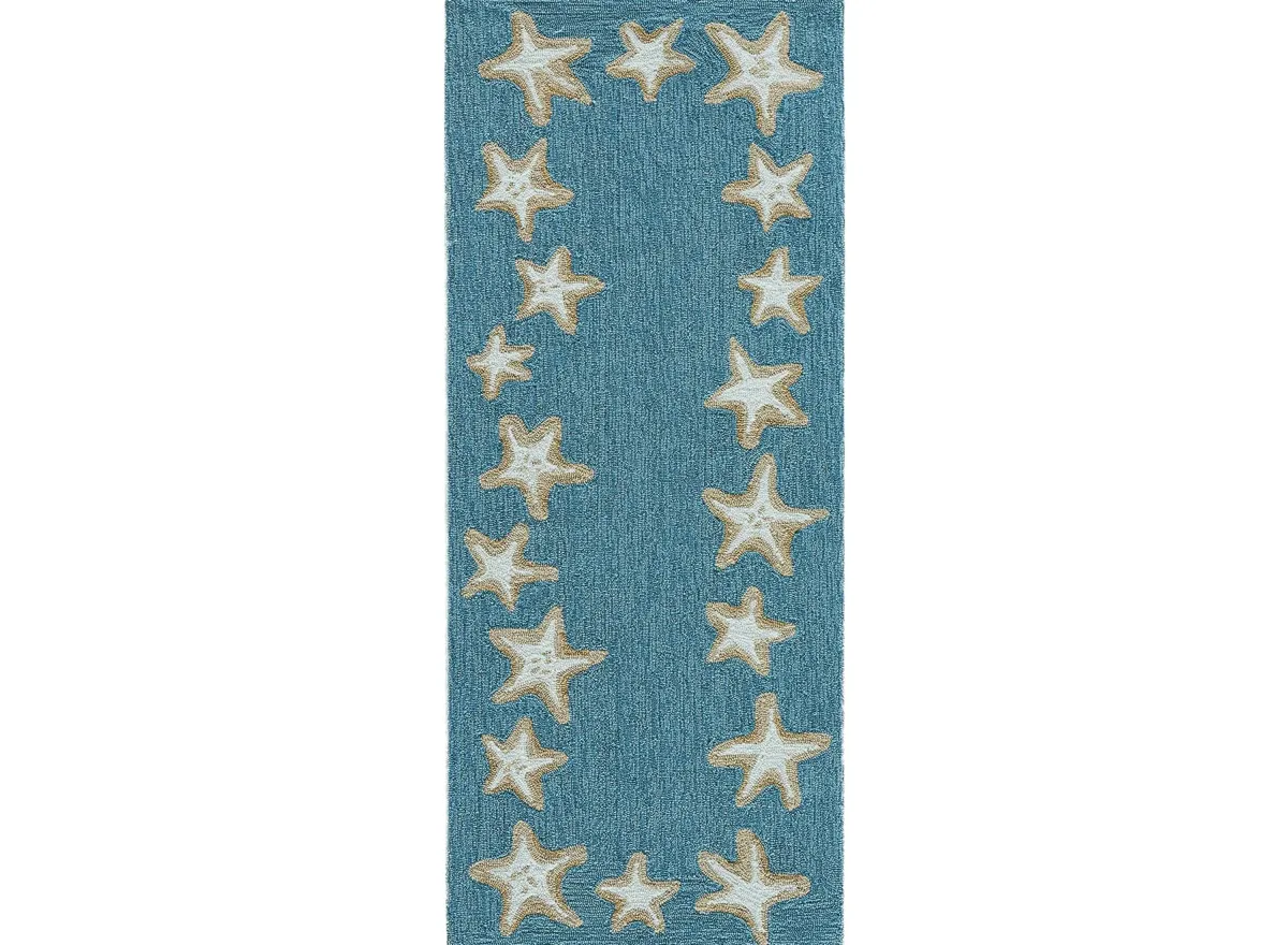 Starfish Border Indoor/Outdoor Area Rug in Aqua by Trans-Ocean Import Co Inc