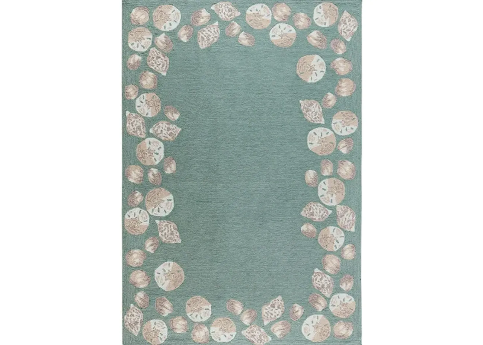 Seashell Border Indoor/Outdoor Area Rug in Aqua by Trans-Ocean Import Co Inc