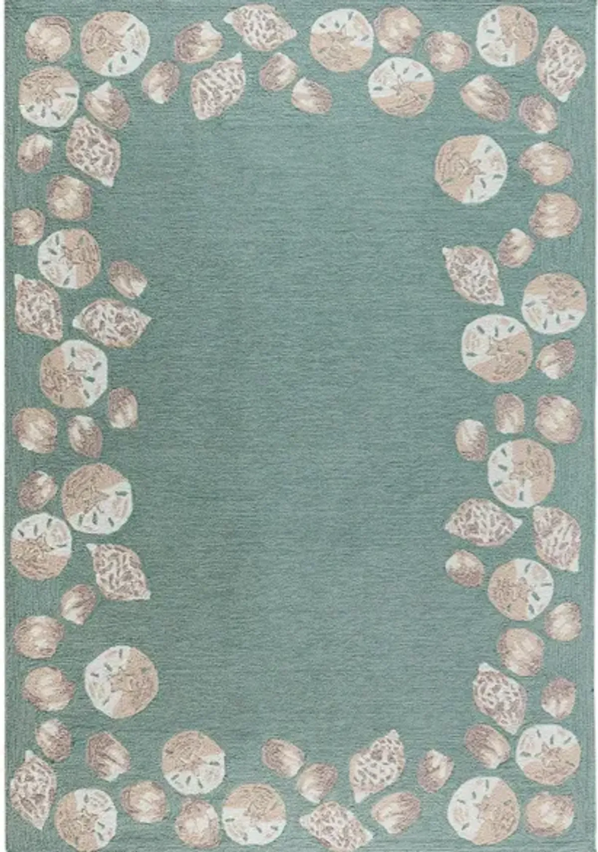 Seashell Border Indoor/Outdoor Area Rug in Aqua by Trans-Ocean Import Co Inc