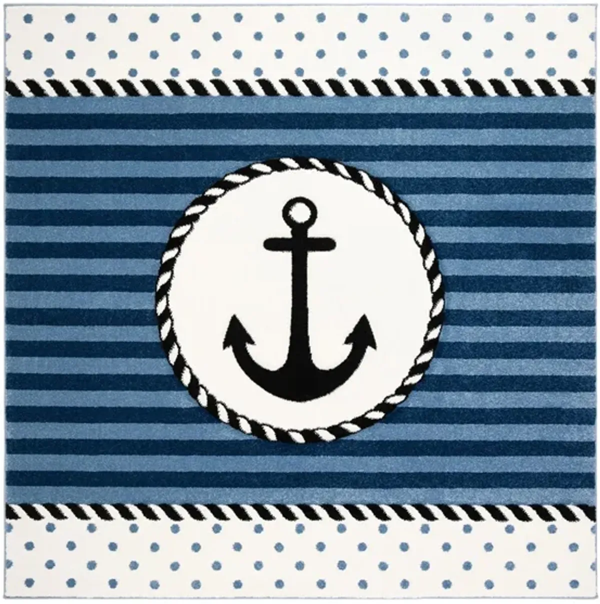 Carousel Anchor Kids Area Rug in Navy & Ivory by Safavieh