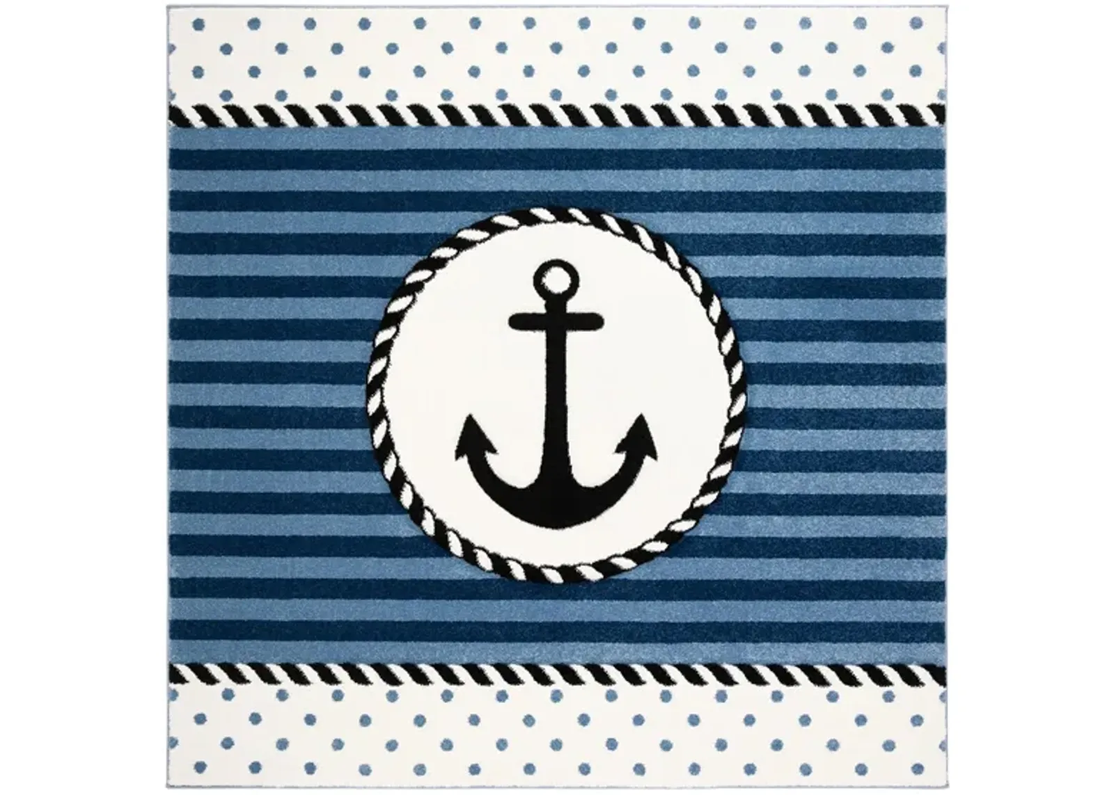 Carousel Anchor Kids Area Rug in Navy & Ivory by Safavieh