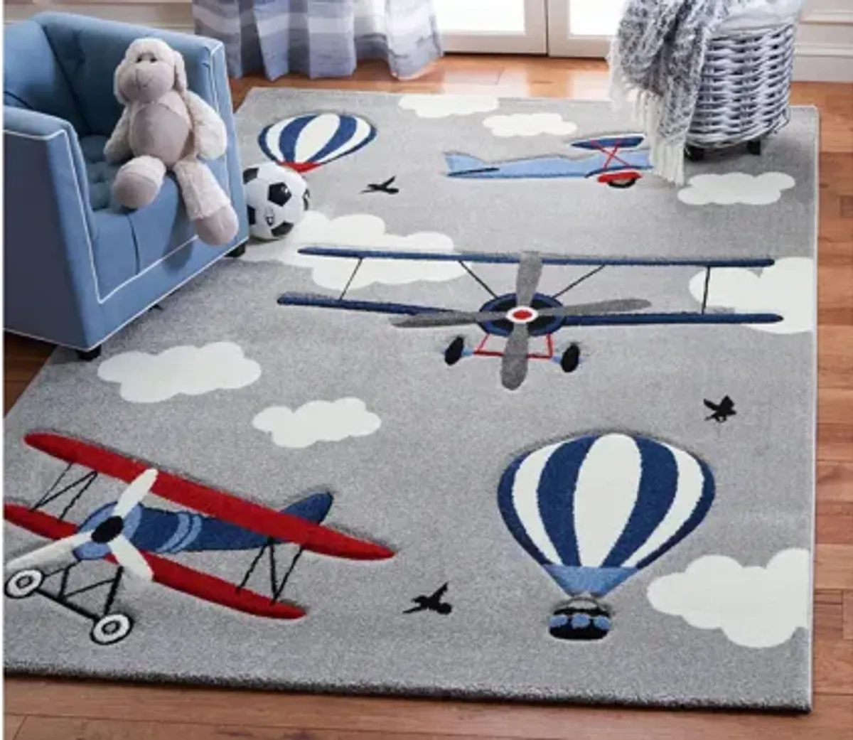 Carousel Airplanes Kids Area Rug