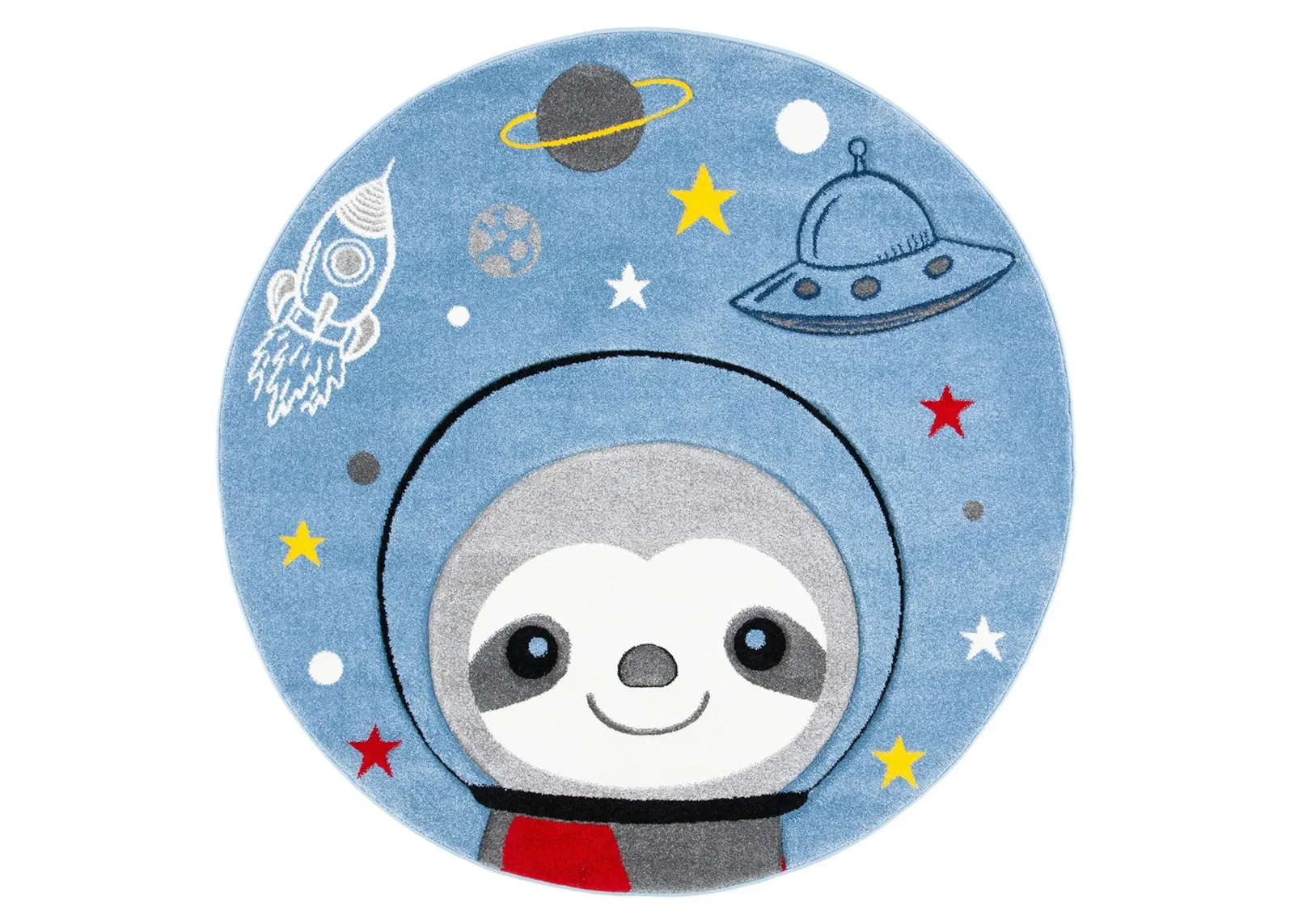 Carousel Sloth Kids Area Rug Round in Blue & Gray by Safavieh