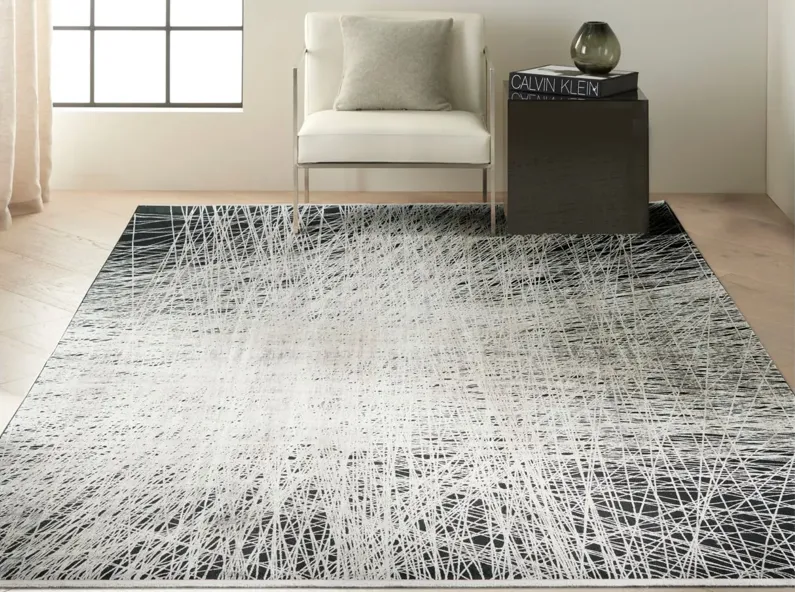 Barisan Area Rug in Black/Silver by Nourison